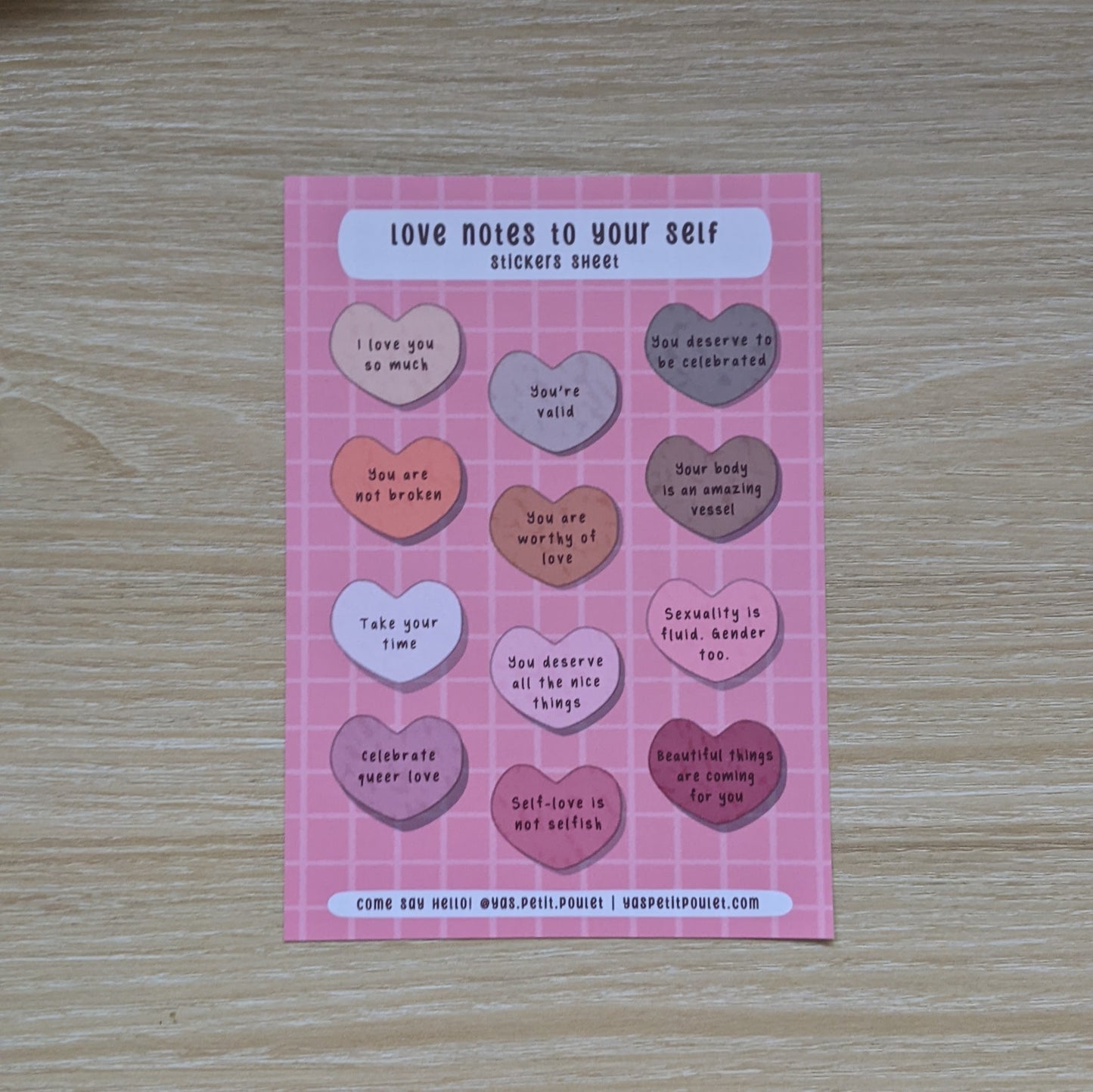Notes d'amour pour vous-même | Feuille d'autocollants