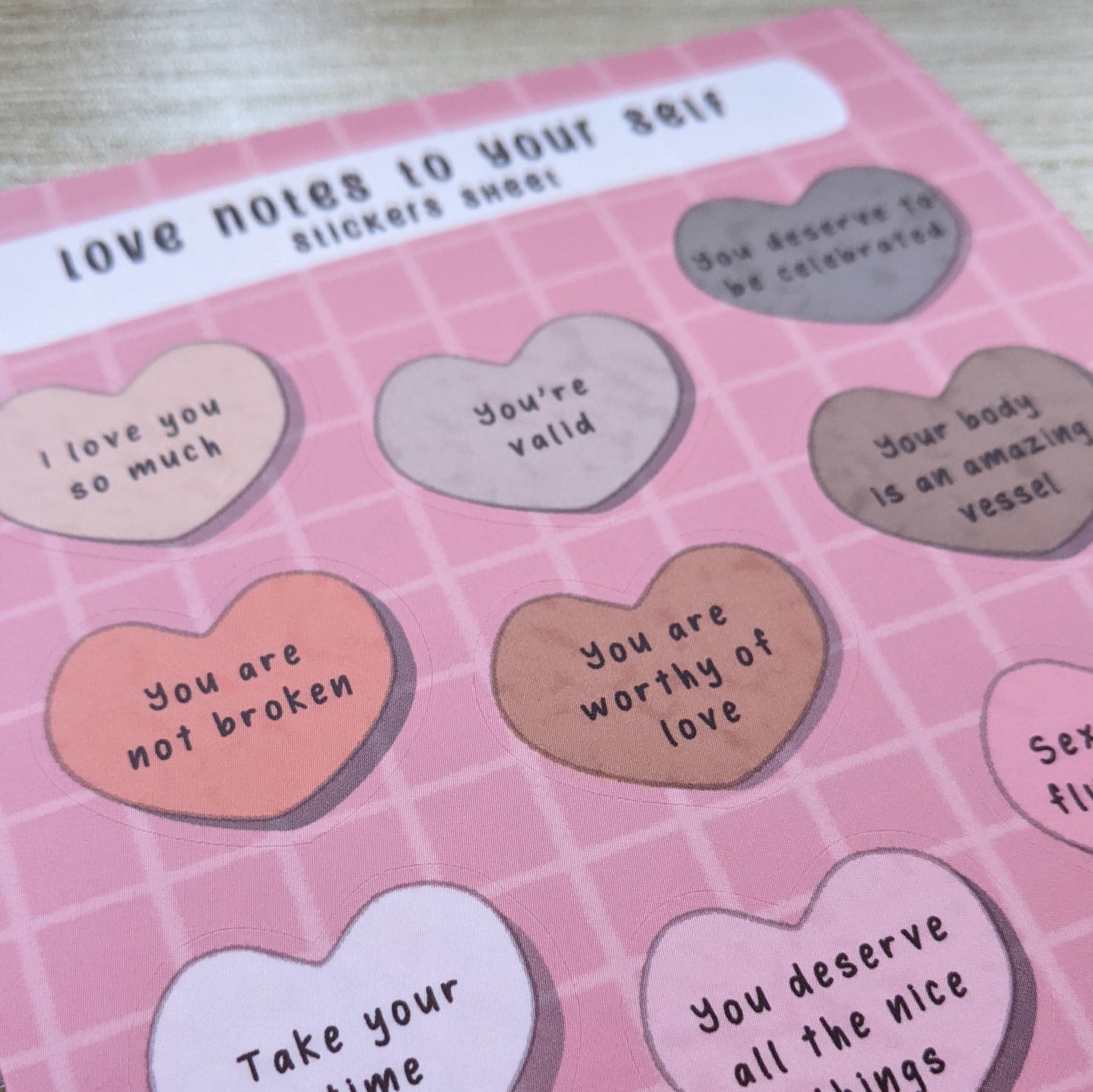 Notes d'amour pour vous-même | Feuille d'autocollants