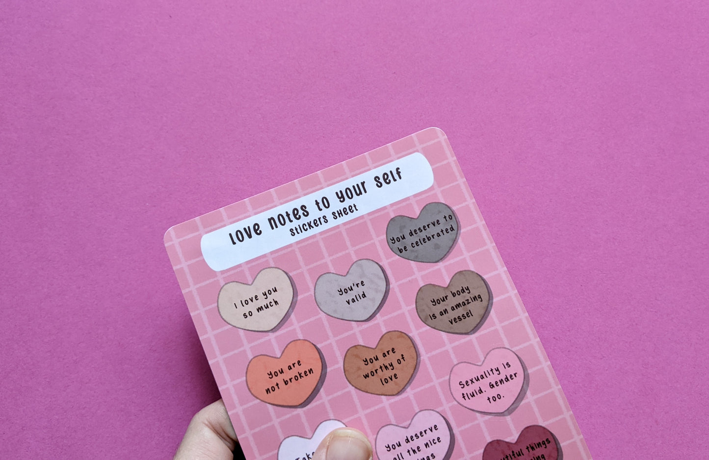 Notes d'amour pour vous-même | Feuille d'autocollants