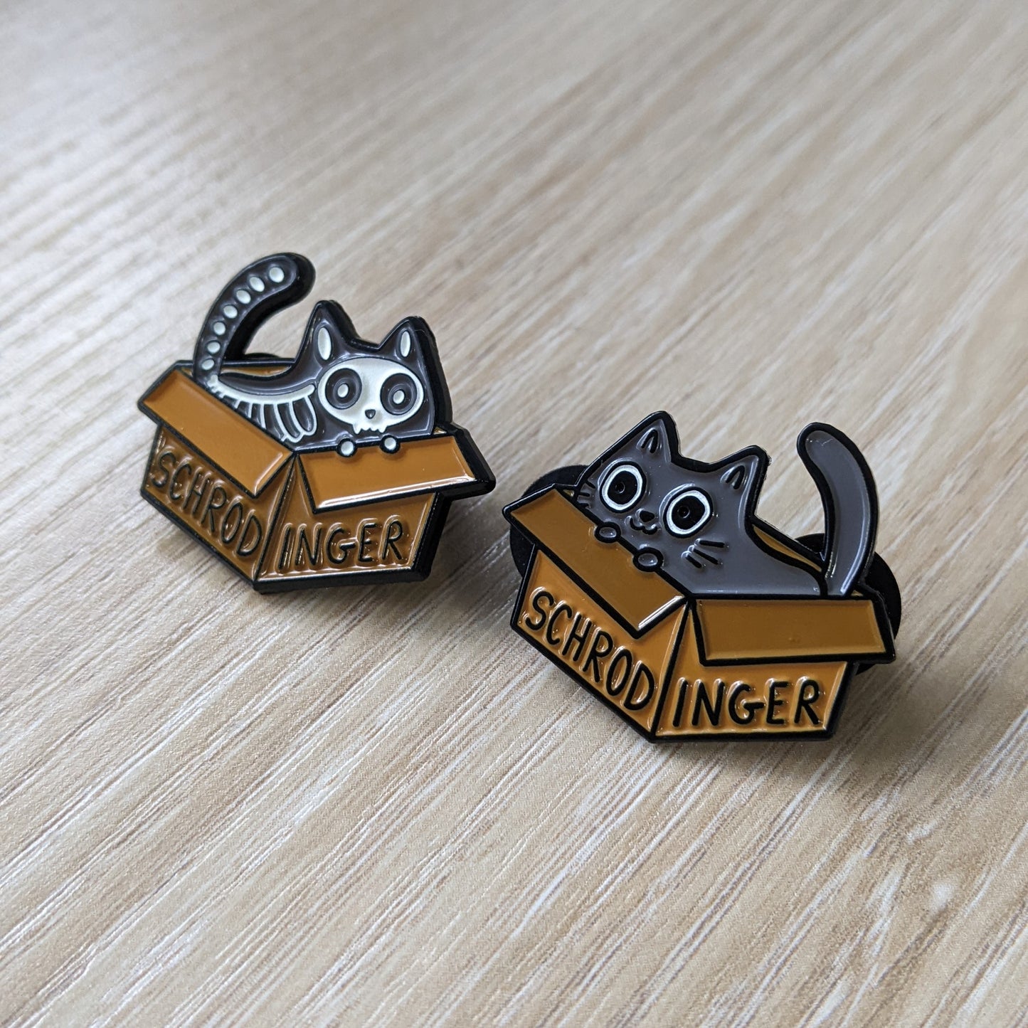 Chat scientifique dans une boîte | Insigne en émail