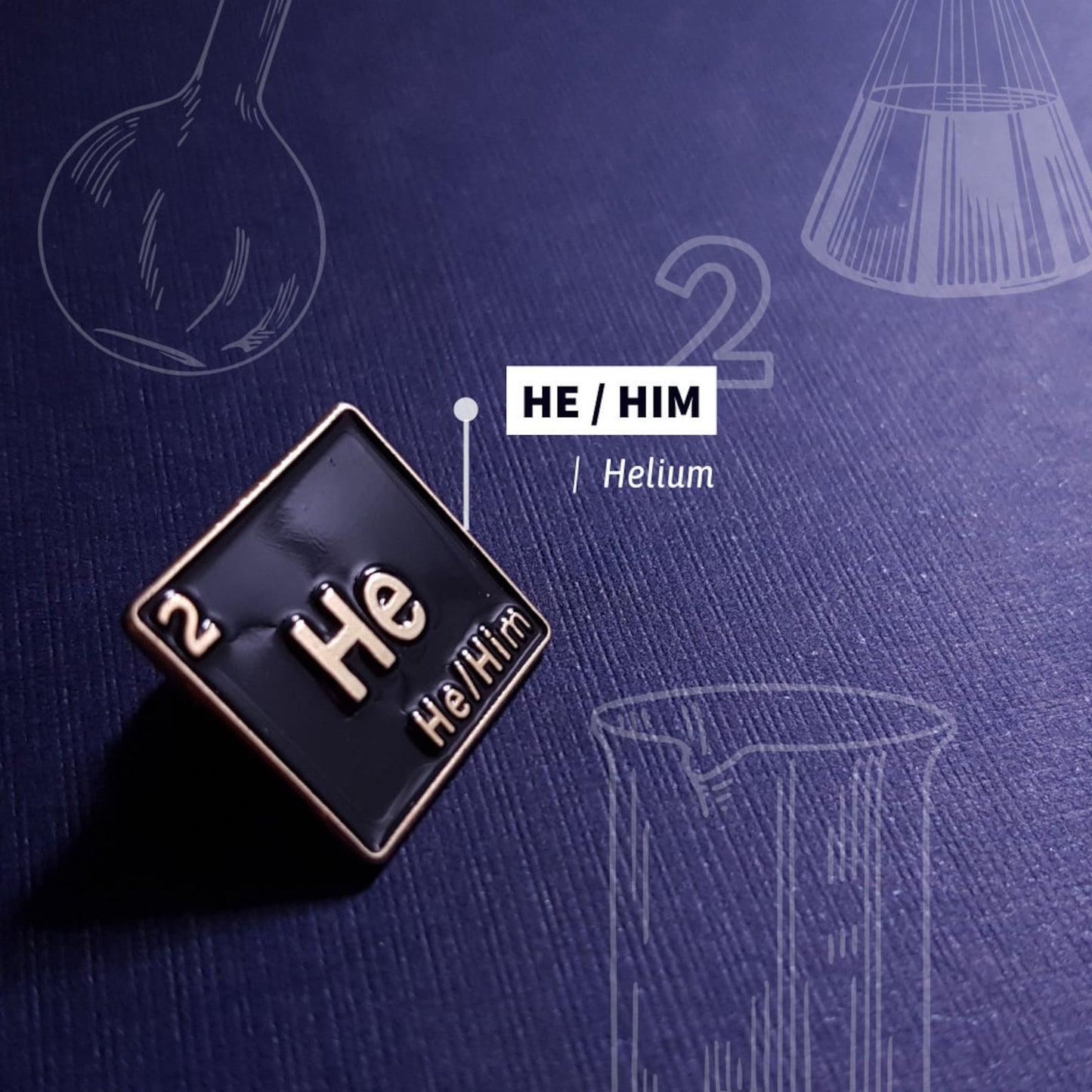 Épingles de pronoms - Chimie Queer | Insigne en émail