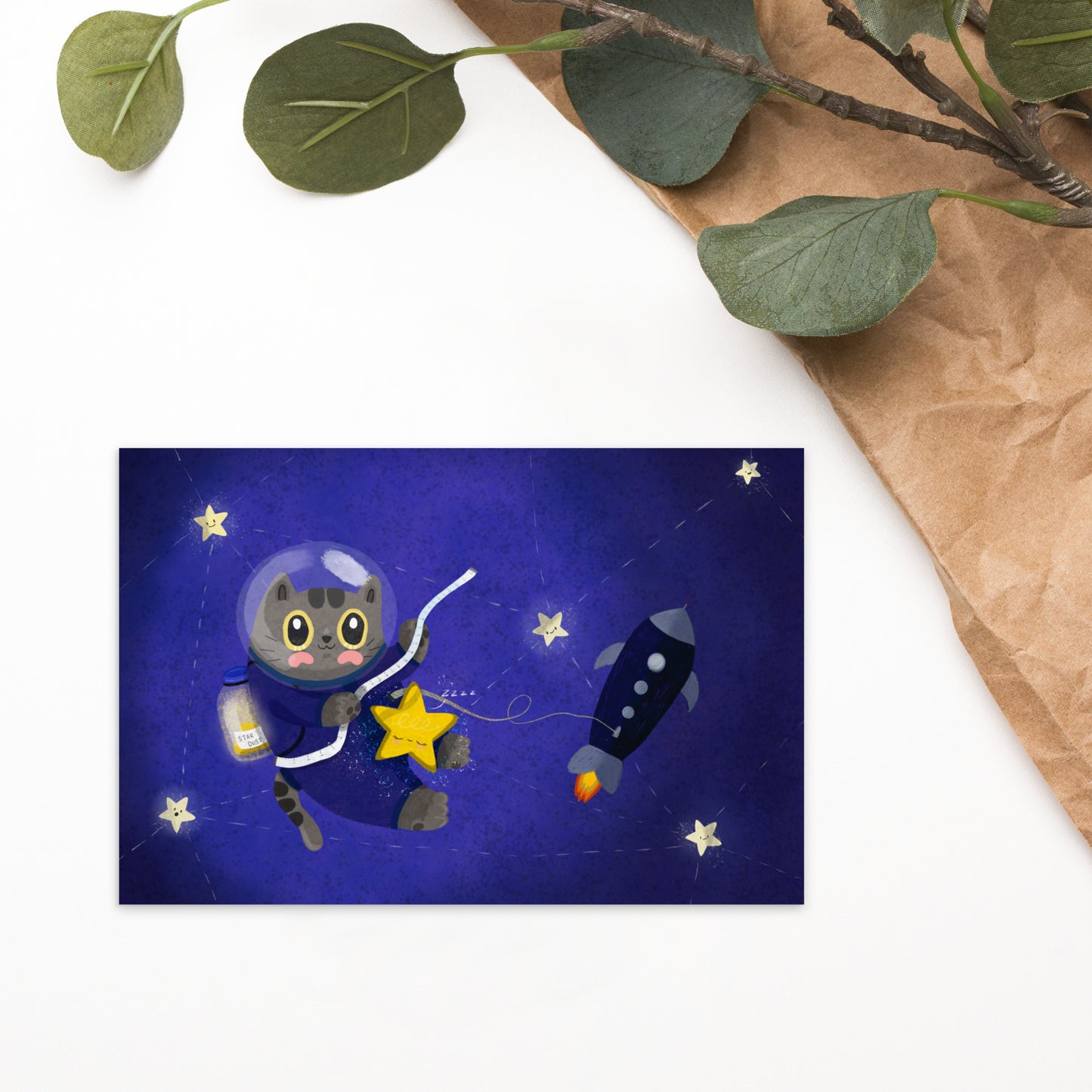 Astronaut Cat Collecting cute sleeping star dust