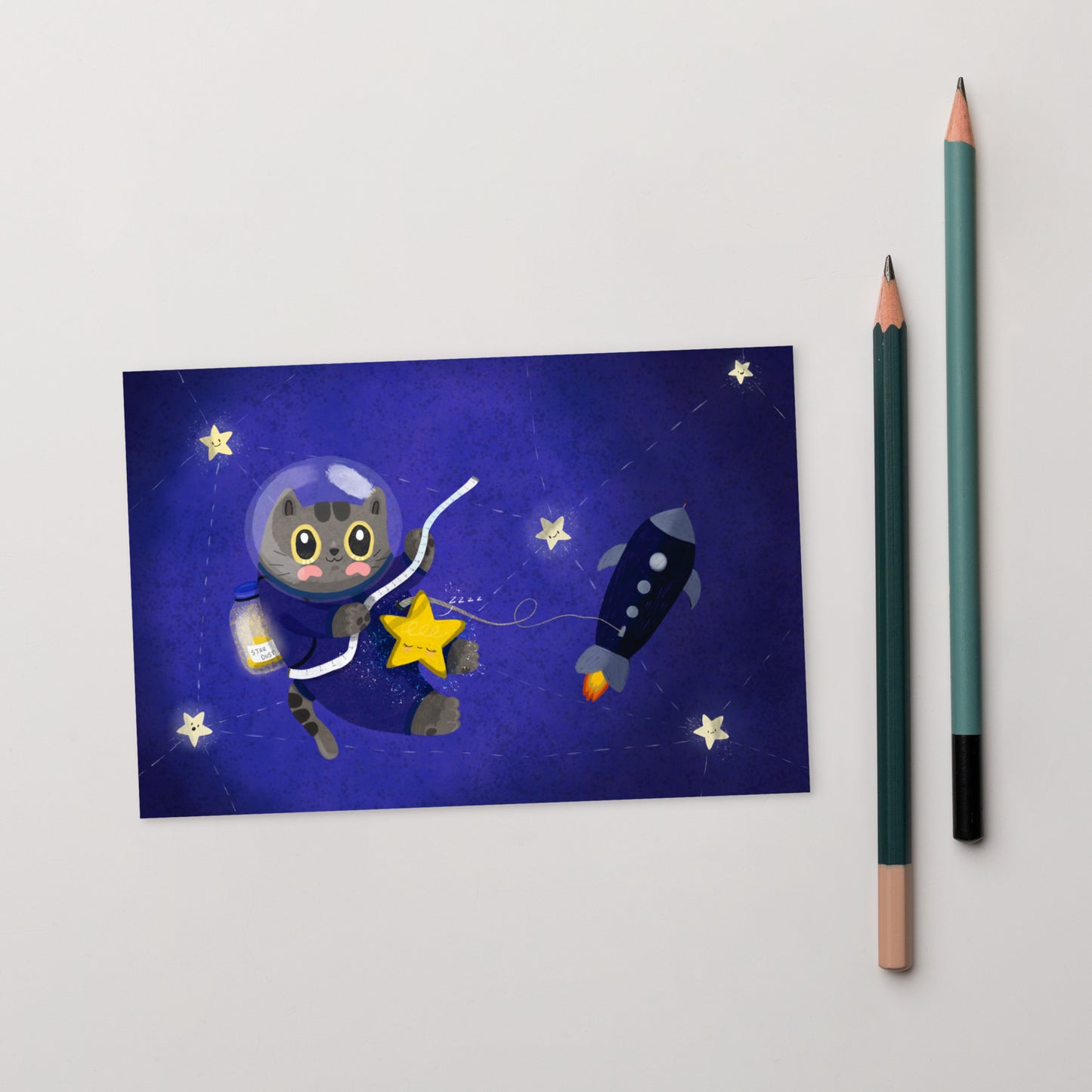 Astronaut Cat Collecting cute sleeping star dust