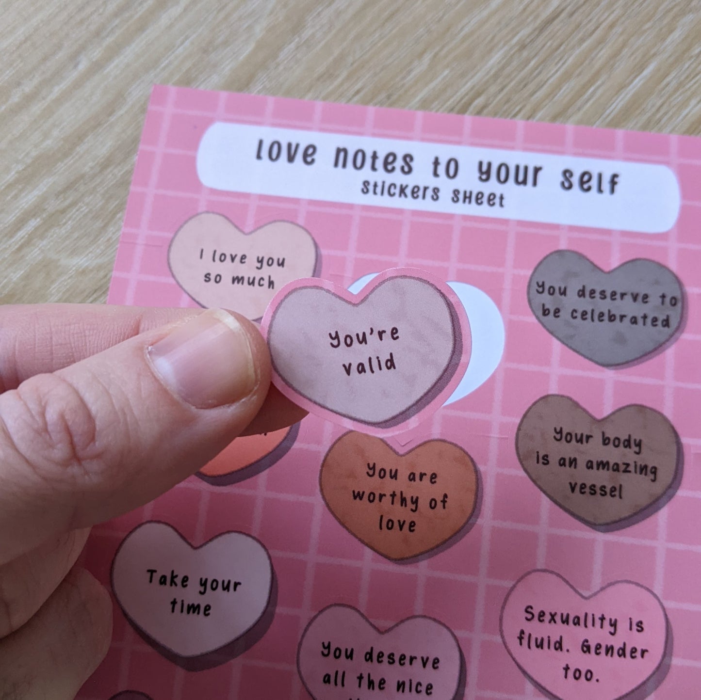 Notes d'amour pour vous-même | Feuille d'autocollants