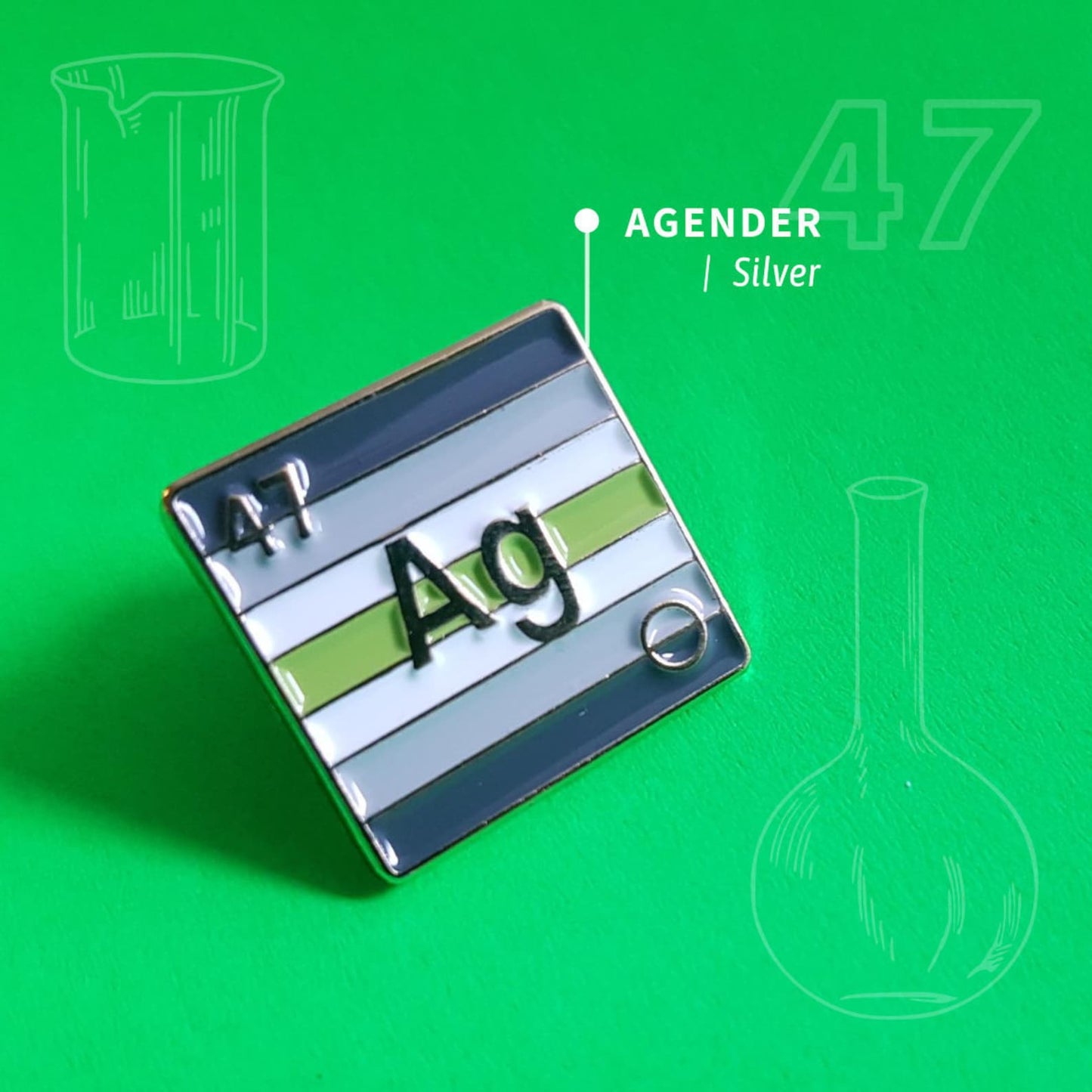 Agender - Silver | Enamel Badge