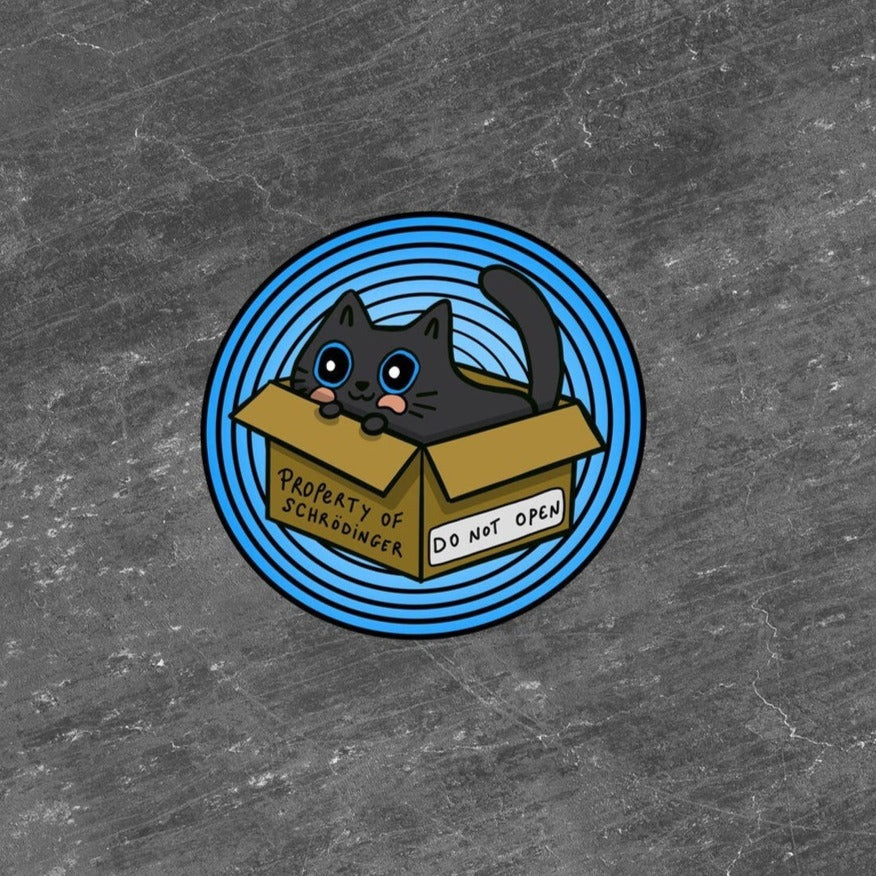 Le chat de Schrödinger dans une boîte | Autocollant