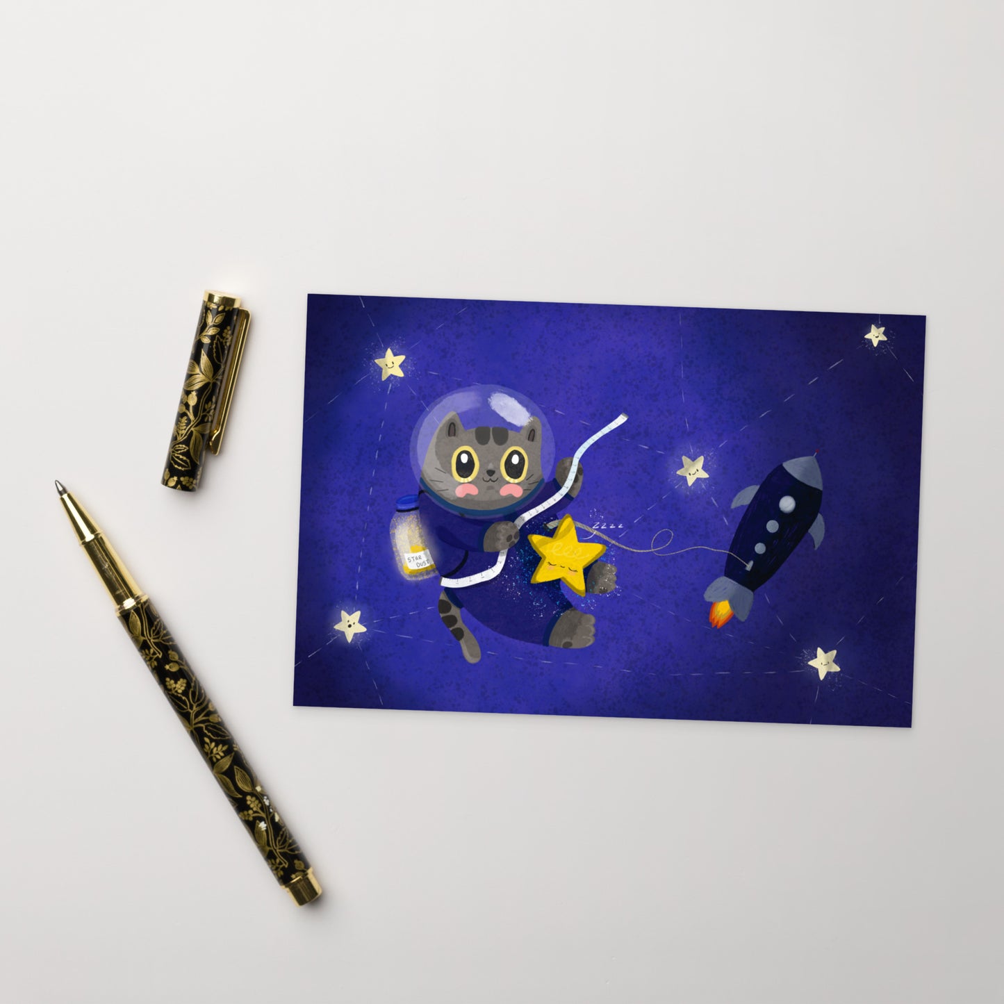 Astronaut Cat Collecting cute sleeping star dust 